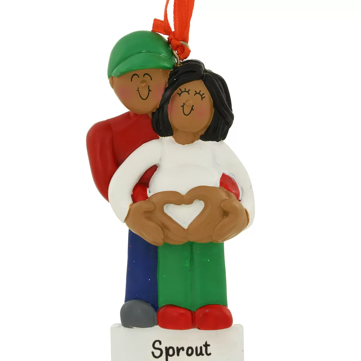 Bronner's Christmas Wonderland Personalized African American Expecting Couple Ornament | Ornaments