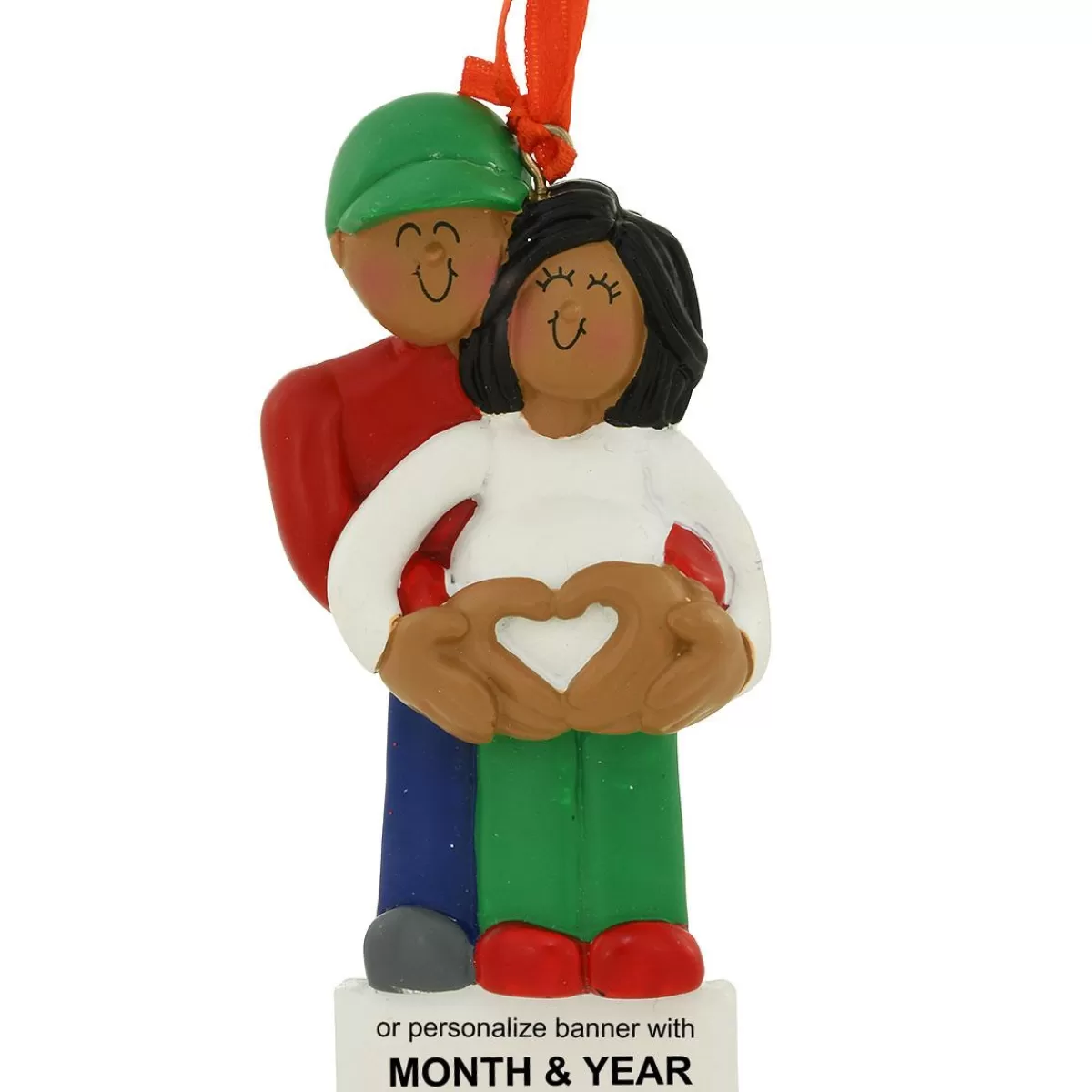 Bronner's Christmas Wonderland Personalized African American Expecting Couple Ornament | Ornaments