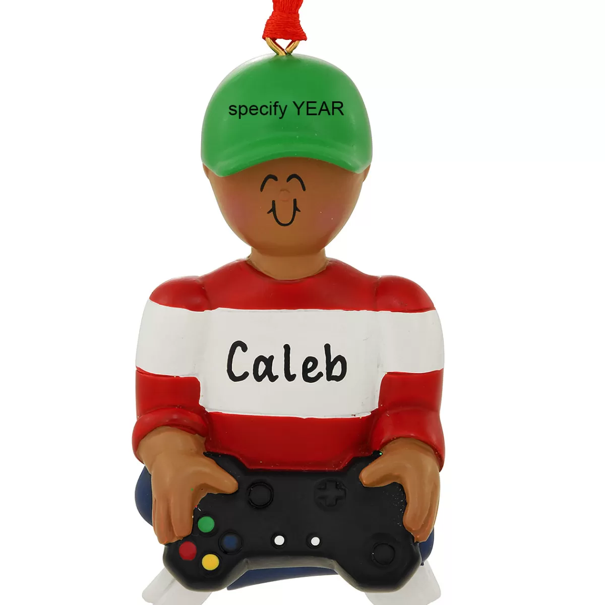 Bronner's Christmas Wonderland Personalized African American Male Playing Video Game Ornament> Hobbies & Occupations