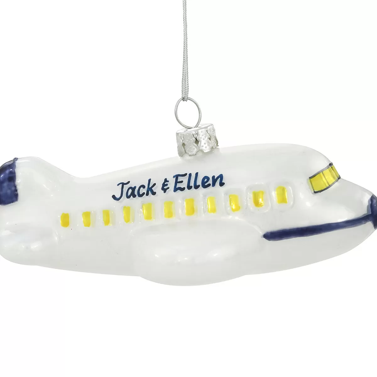 Bronner's Christmas Wonderland Personalized Airplane Shape Glass Ornament | Ornaments