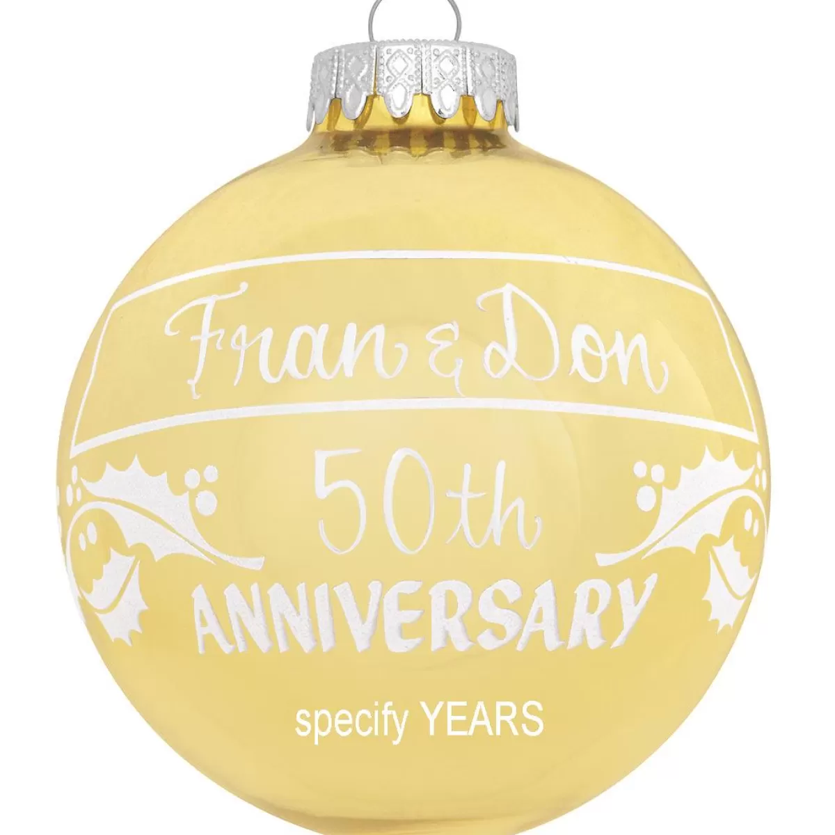 Bronner's Christmas Wonderland Personalized Anniversary Holly Design Ornament> Love, Wedding, & Anniversary