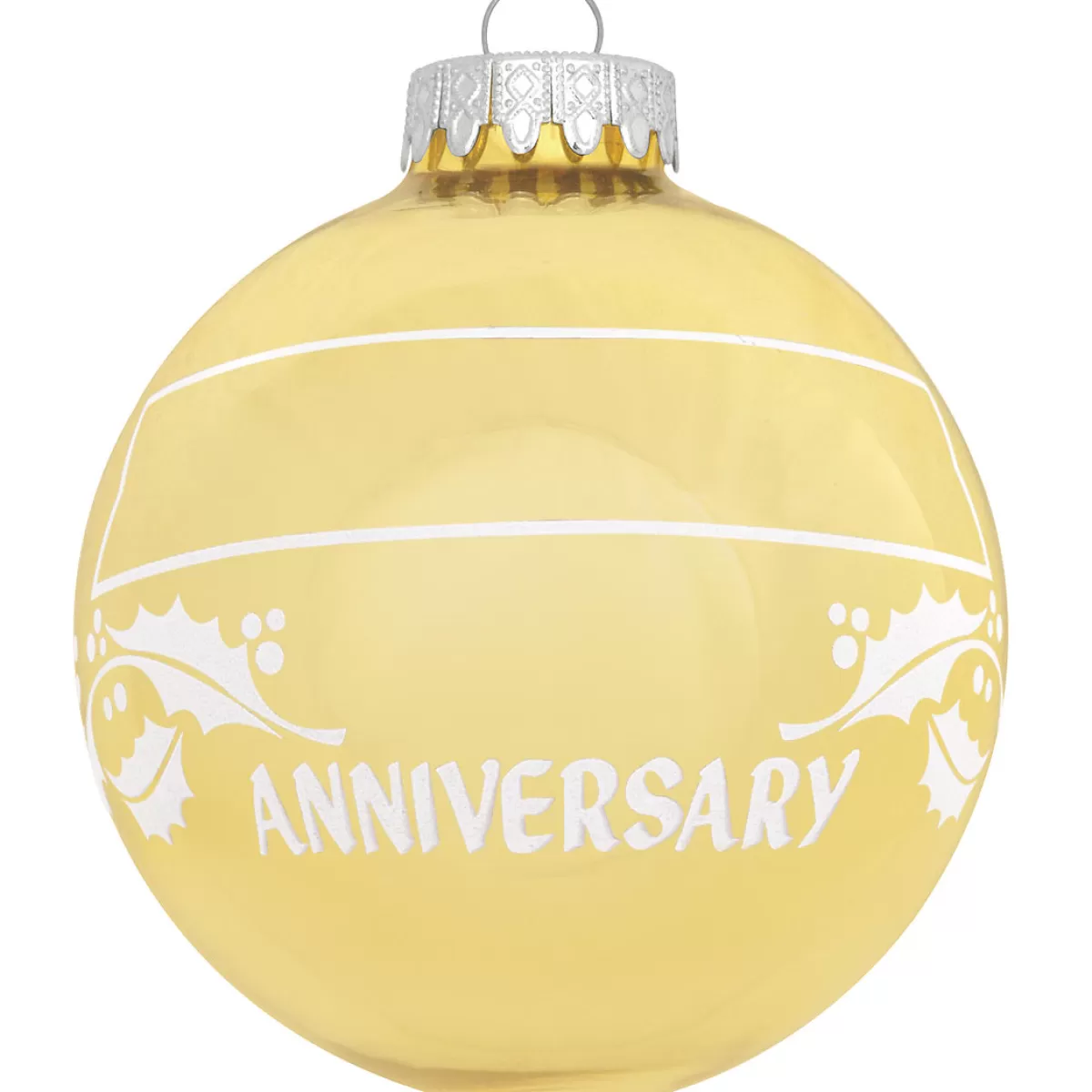 Bronner's Christmas Wonderland Personalized Anniversary Holly Design Ornament> Love, Wedding, & Anniversary