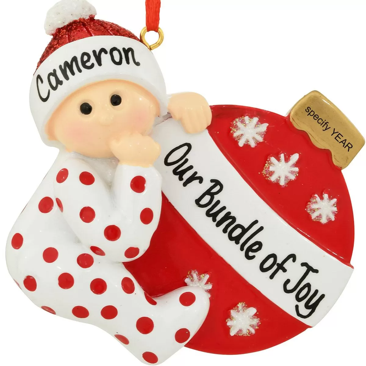 Bronner's Christmas Wonderland Personalized Baby With Ornament Red Ornament | Ornaments