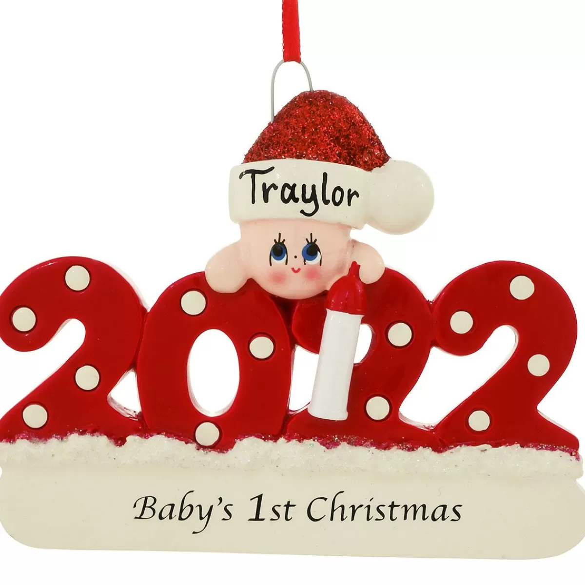 Bronner's Christmas Wonderland Personalized Baby's 1St Christmas Red Resin Ornament | Ornaments