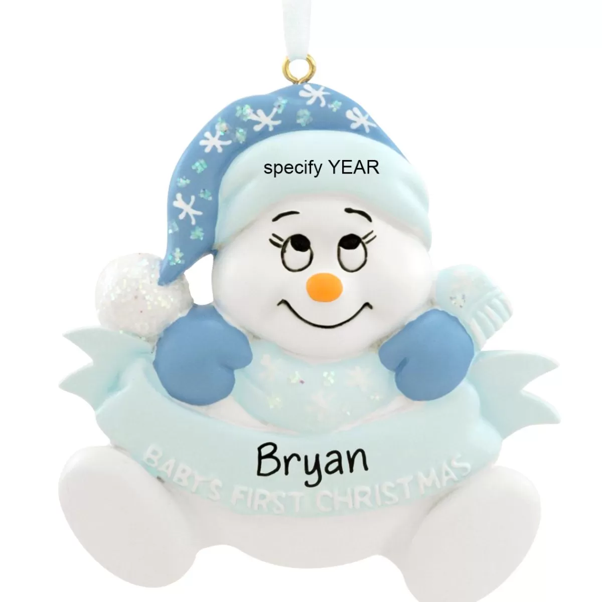 Bronner's Christmas Wonderland Personalized Baby's First Christmas Boy Snowman Ornament | Ornaments