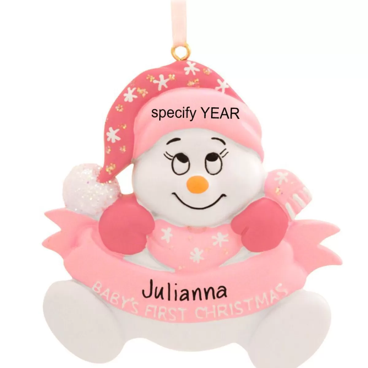 Bronner's Christmas Wonderland Personalized Baby's First Christmas Girl Snowman Ornament | Ornaments