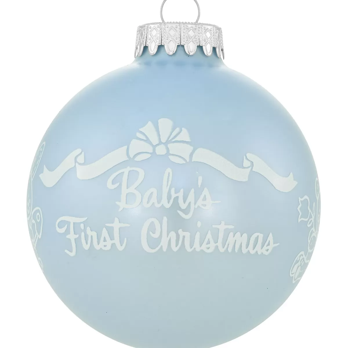 Bronner's Christmas Wonderland Personalized Baby's First Christmas Glossy Blue Glass Ornament | Ornaments