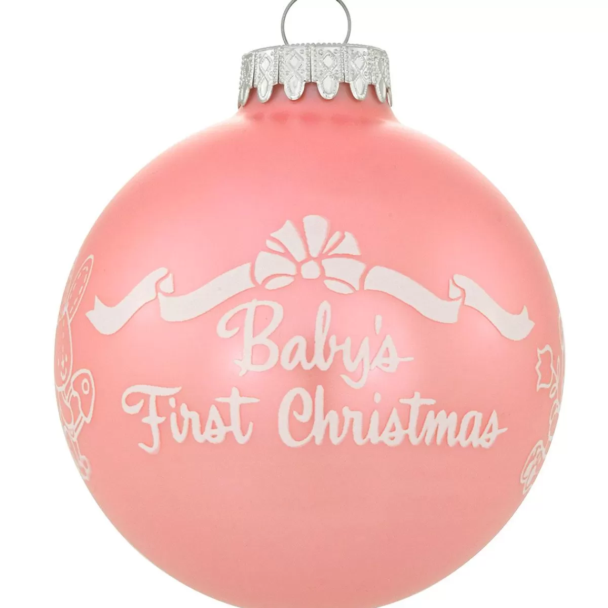 Bronner's Christmas Wonderland Personalized Baby's First Christmas Glossy Pink Glass Ornament | Ornaments