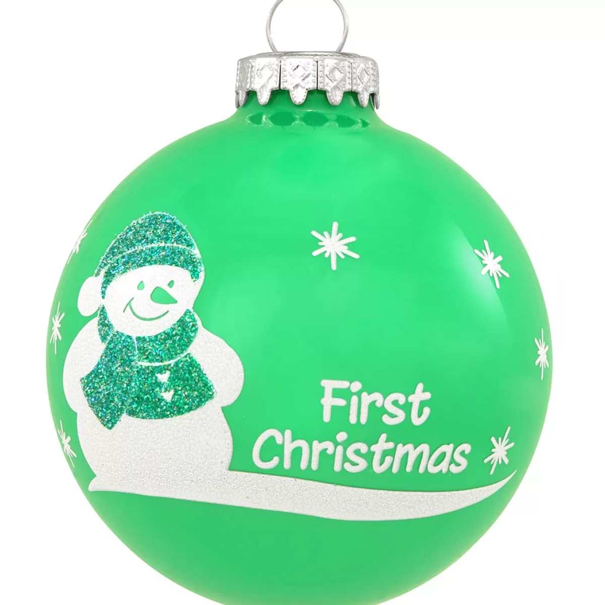 Bronner's Christmas Wonderland Personalized Baby's First Christmas Green Glass Ornament | Ornaments