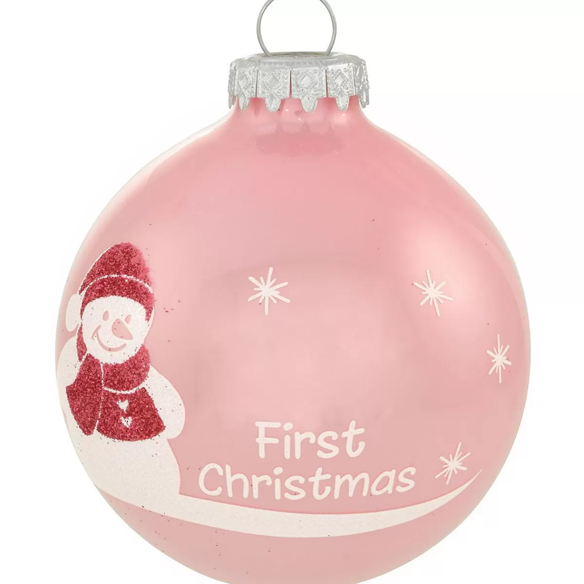 Bronner's Christmas Wonderland Personalized Baby's First Christmas Pink Opal Glass Ornament | Ornaments