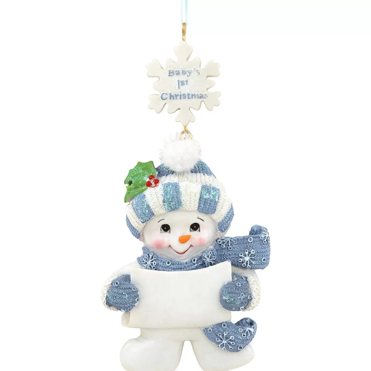 Bronner's Christmas Wonderland Personalized Baby's First Christmas Snowman Boy Ornament | Ornaments