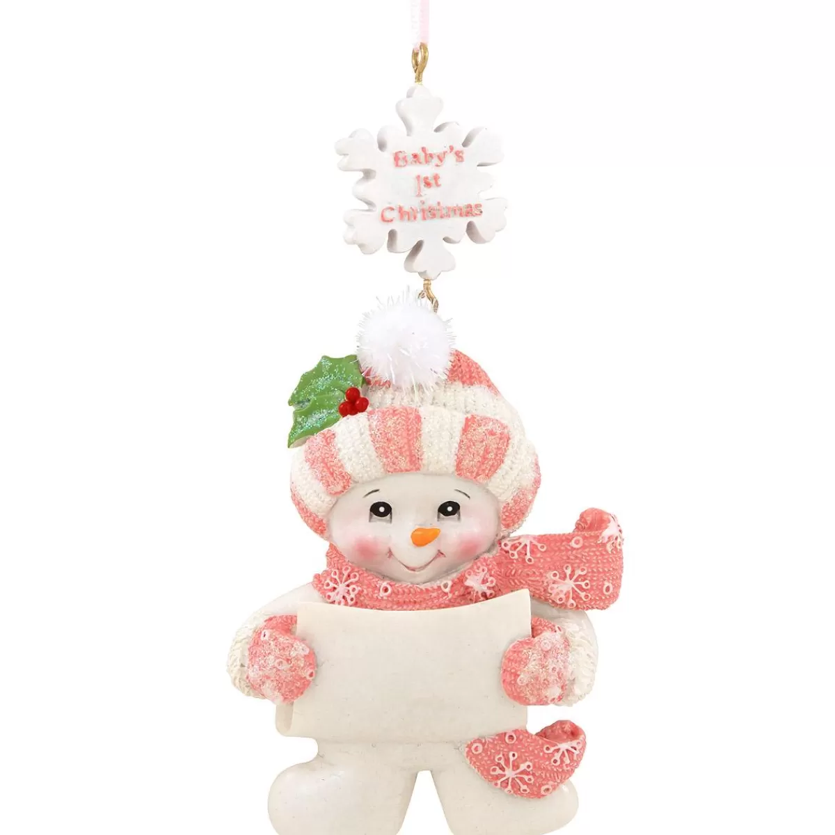 Bronner's Christmas Wonderland Personalized Baby's First Christmas Snowman Girl Ornament | Ornaments