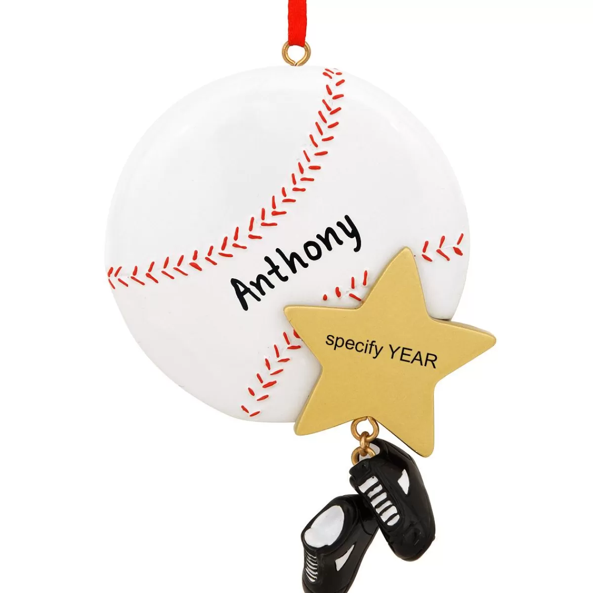 Bronner's Christmas Wonderland Personalized Baseball Star With Shoe Dangle Ornament | Ornaments