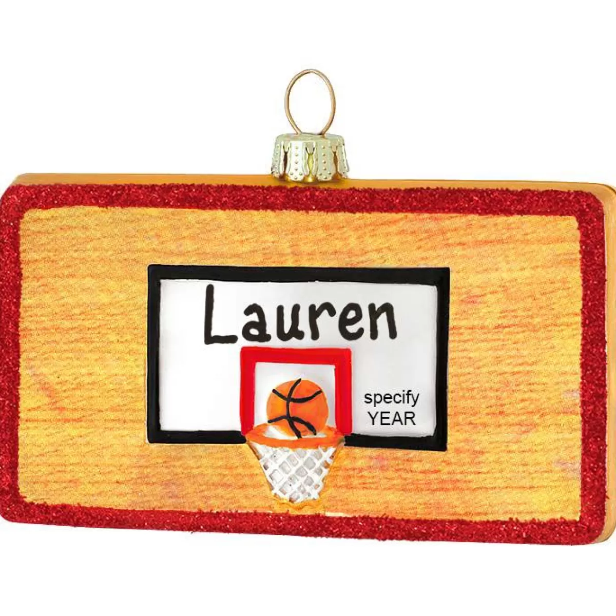 Bronner's Christmas Wonderland Personalized Basketball Court Glass Ornament | Ornaments