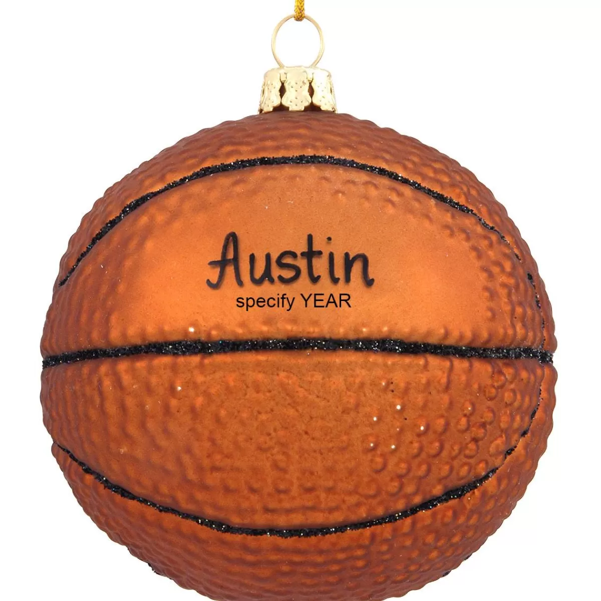 Bronner's Christmas Wonderland Personalized Basketball Form Glass Ornament | Ornaments