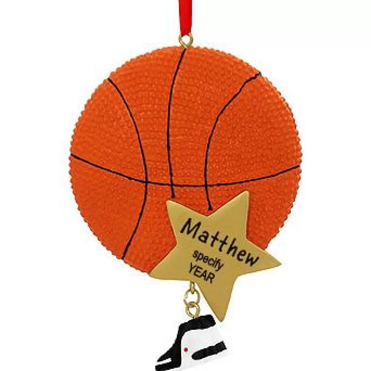 Bronner's Christmas Wonderland Personalized Basketball Star With Shoe Dangle Ornament | Ornaments