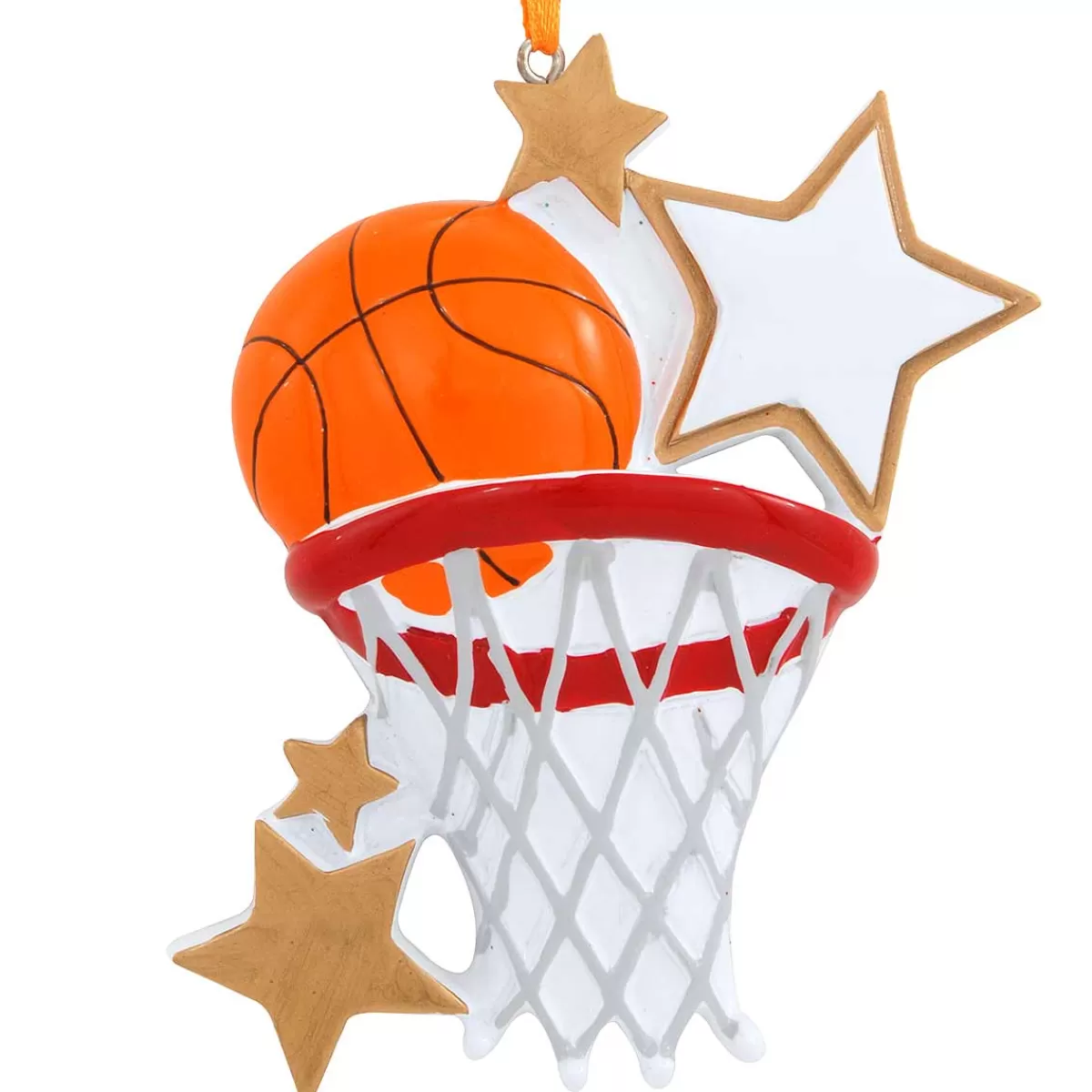 Bronner's Christmas Wonderland Personalized Basketball With Hoop And Stars Ornament | Ornaments