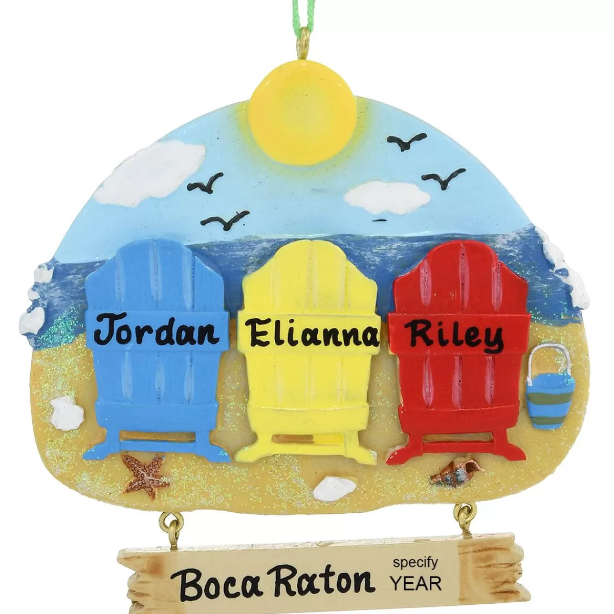 Bronner's Christmas Wonderland Personalized Beach Chair Ornament With 3 Chairs | Ornaments