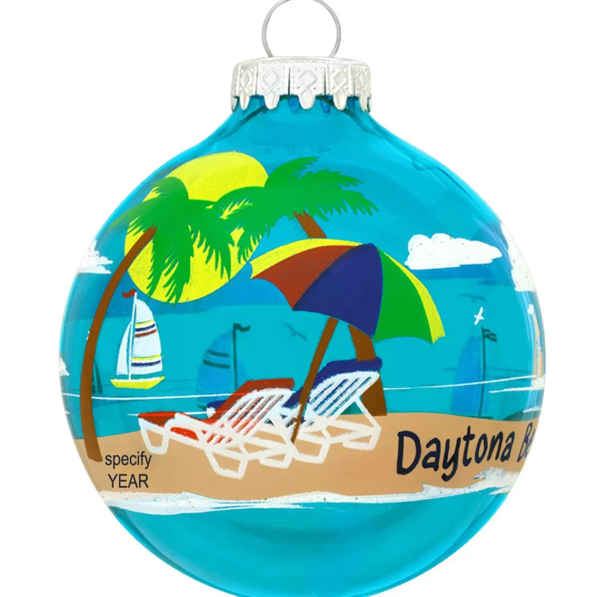 Bronner's Christmas Wonderland Personalized Beach Scene Glass Ornament | Ornaments