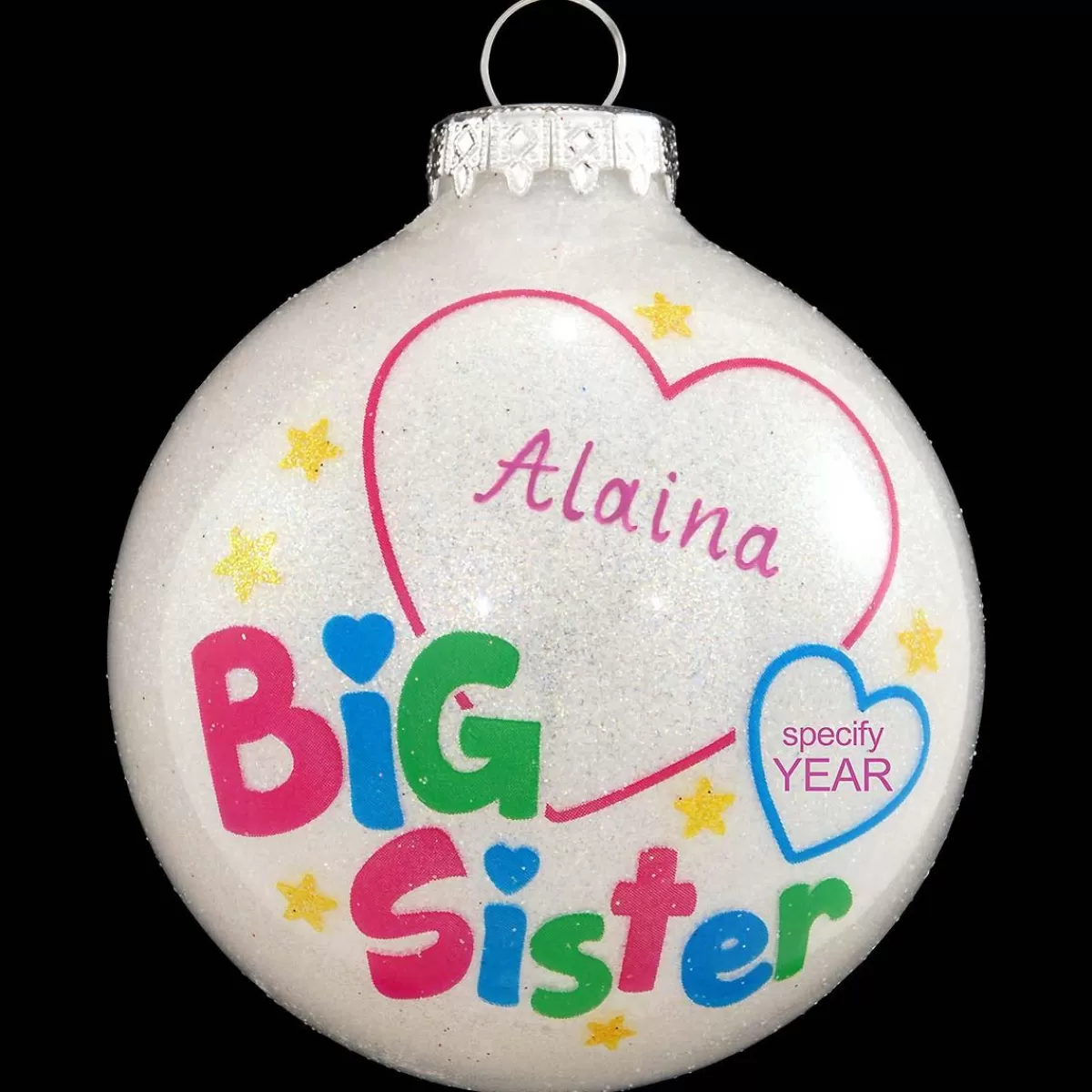 Bronner's Christmas Wonderland Personalized Big Sister Glass Sparkle Ornament | Ornaments