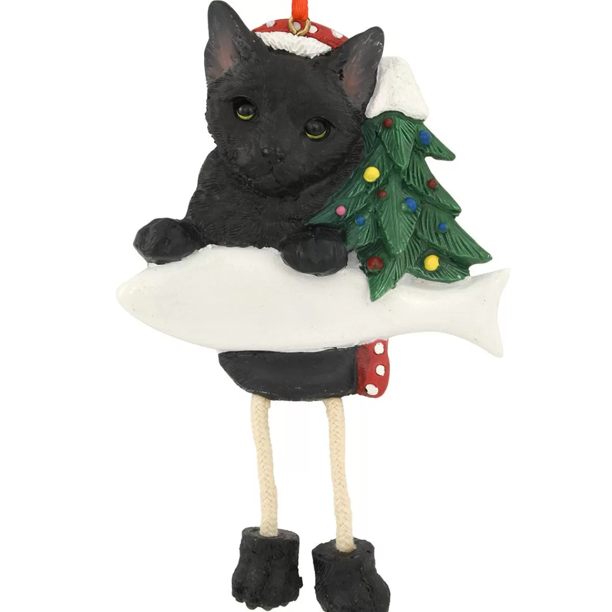 Bronner's Christmas Wonderland Personalized Black Cat Ornament With Dangling Legs | Ornaments