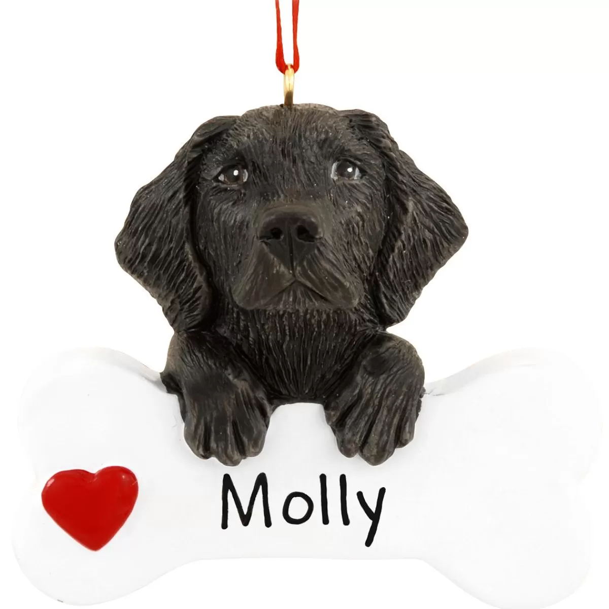 Bronner's Christmas Wonderland Personalized Black Lab With Bone Ornament | Ornaments