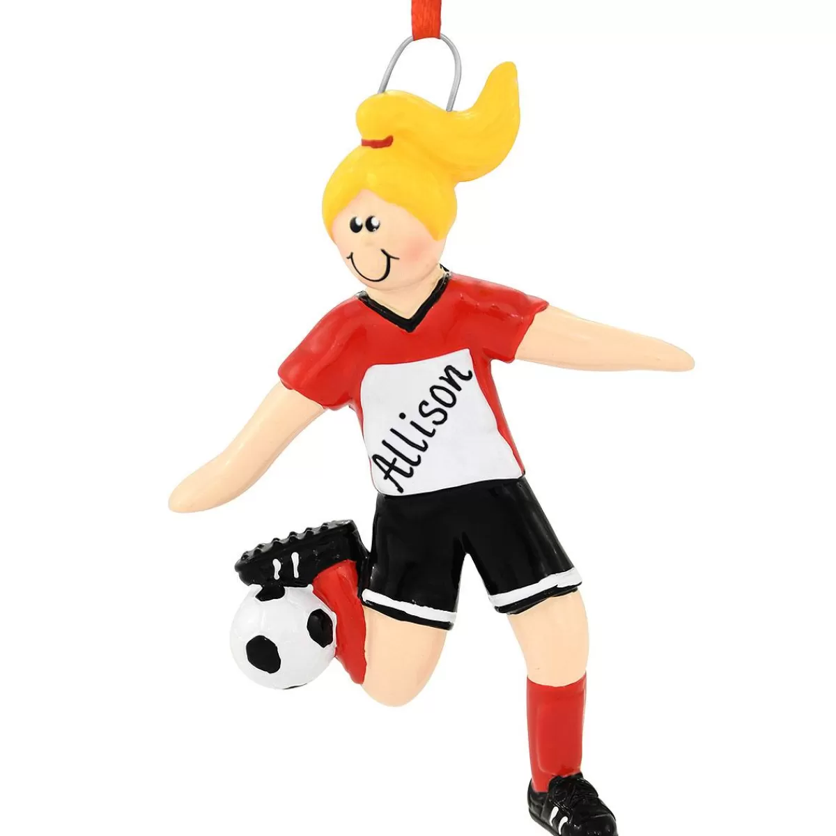 Bronner's Christmas Wonderland Personalized Blond Female Soccer Player Ornament | Ornaments