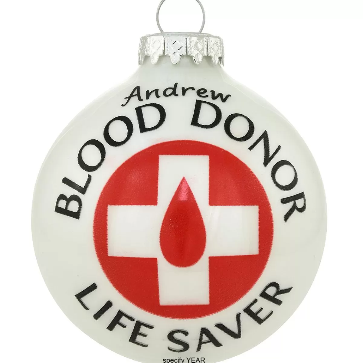 Bronner's Christmas Wonderland Personalized Blood Donor Glass Ornament> Hobbies & Occupations