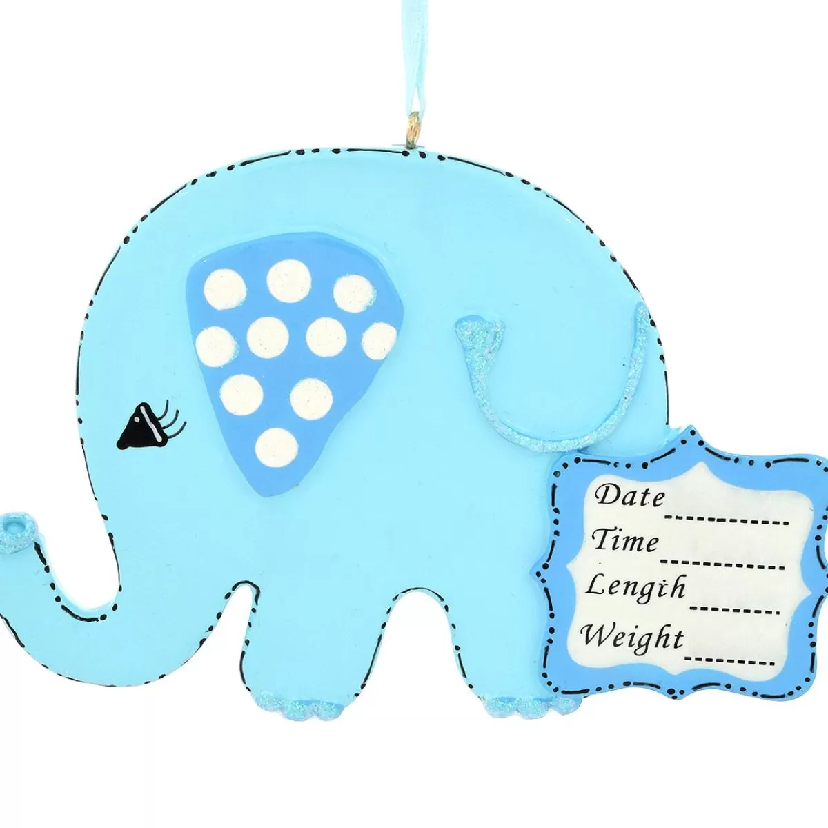 Bronner's Christmas Wonderland Personalized Blue Elephant With Baby Stats Ornament | Ornaments