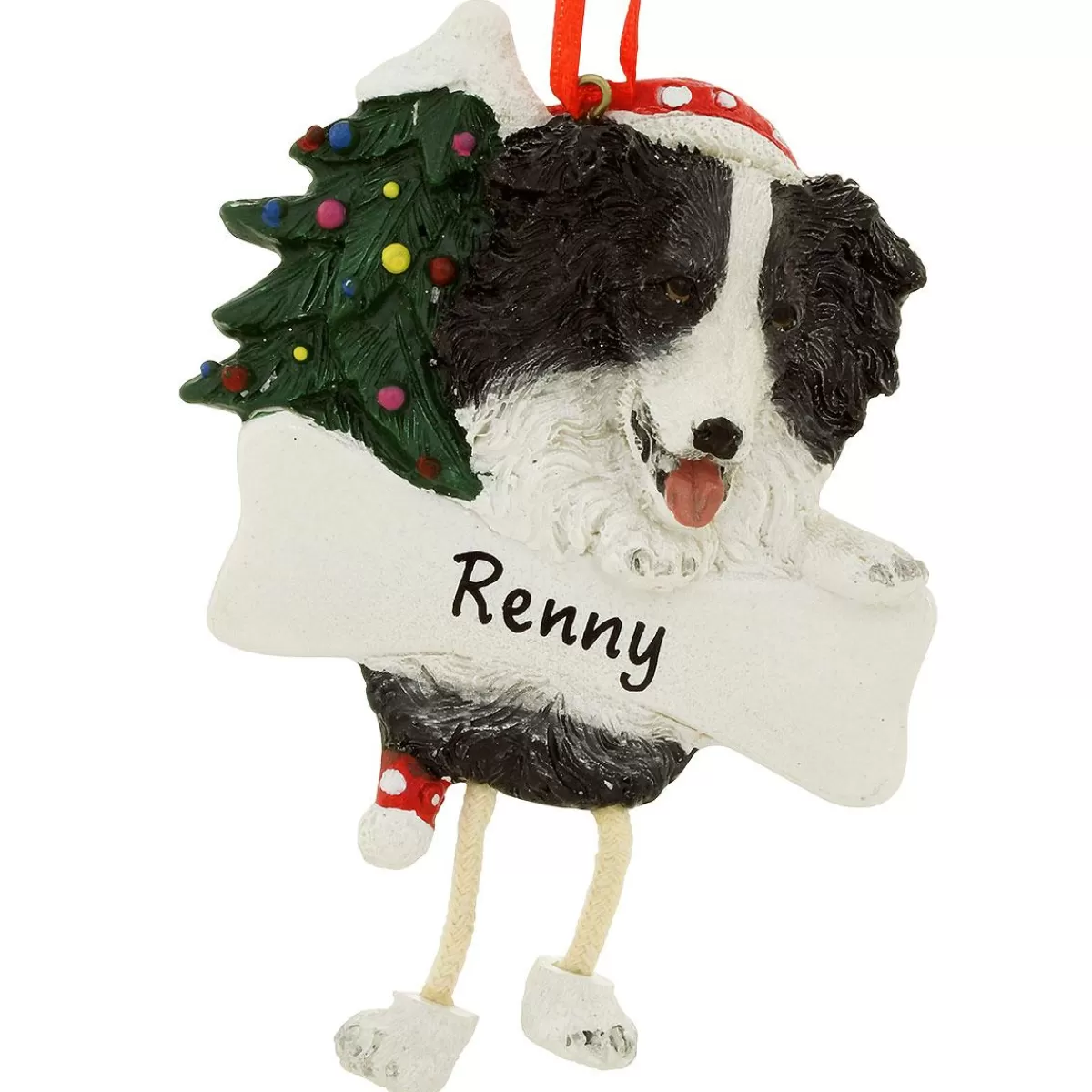 Bronner's Christmas Wonderland Personalized Border Collie With Dangling Legs Ornament | Ornaments