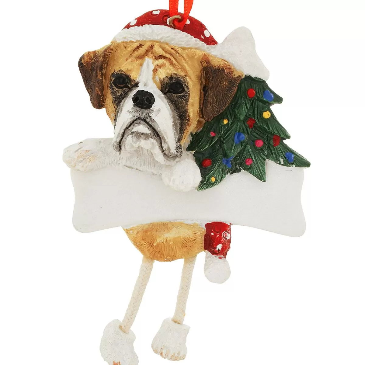 Bronner's Christmas Wonderland Personalized Boxer With Dangling Legs Ornament | Ornaments