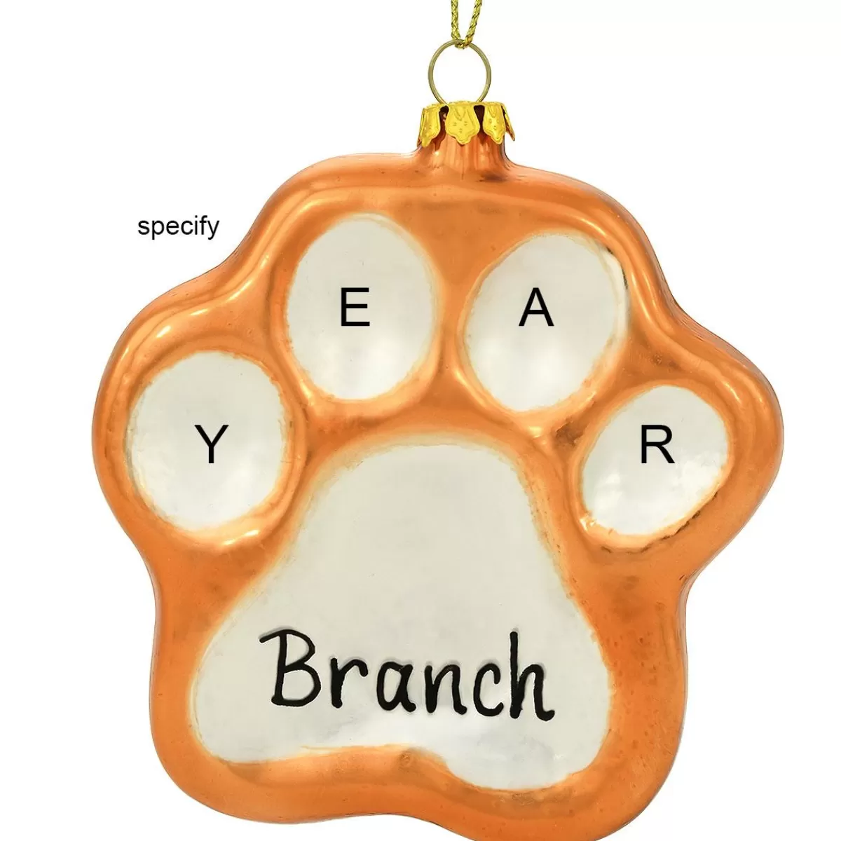 Bronner's Christmas Wonderland Personalized Bronze And White Glass Paw Print Ornament | Ornaments