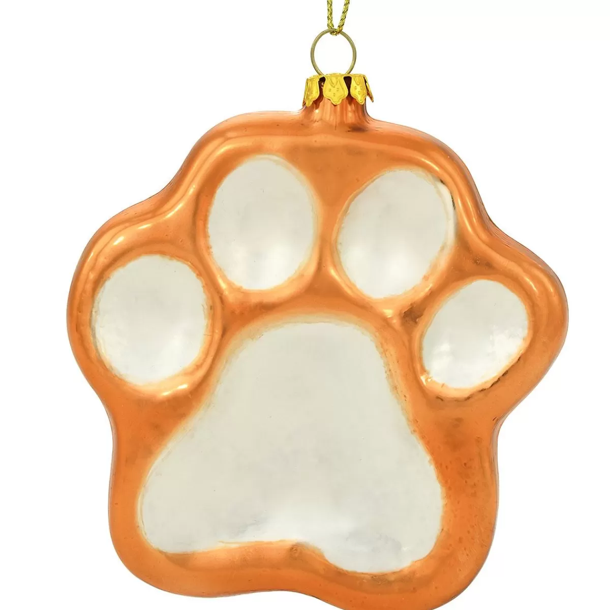 Bronner's Christmas Wonderland Personalized Bronze And White Glass Paw Print Ornament | Ornaments