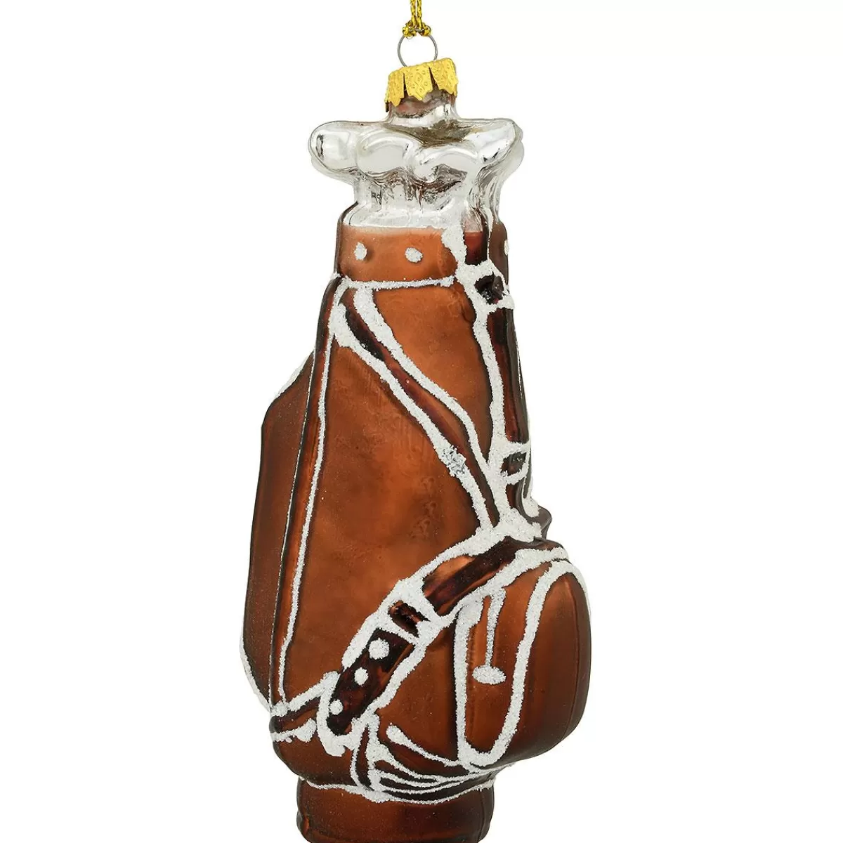 Bronner's Christmas Wonderland Personalized Brown Golf Bag Glass Ornament | Ornaments