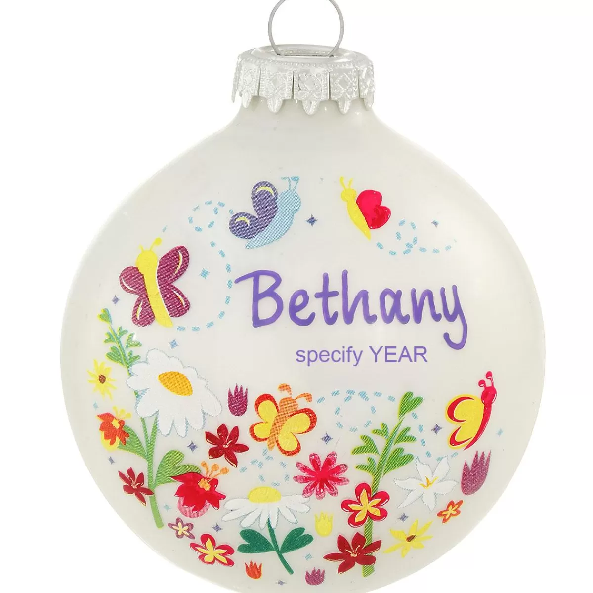 Bronner's Christmas Wonderland Personalized Butterflies 3 Inch Glass Ornament | Ornaments