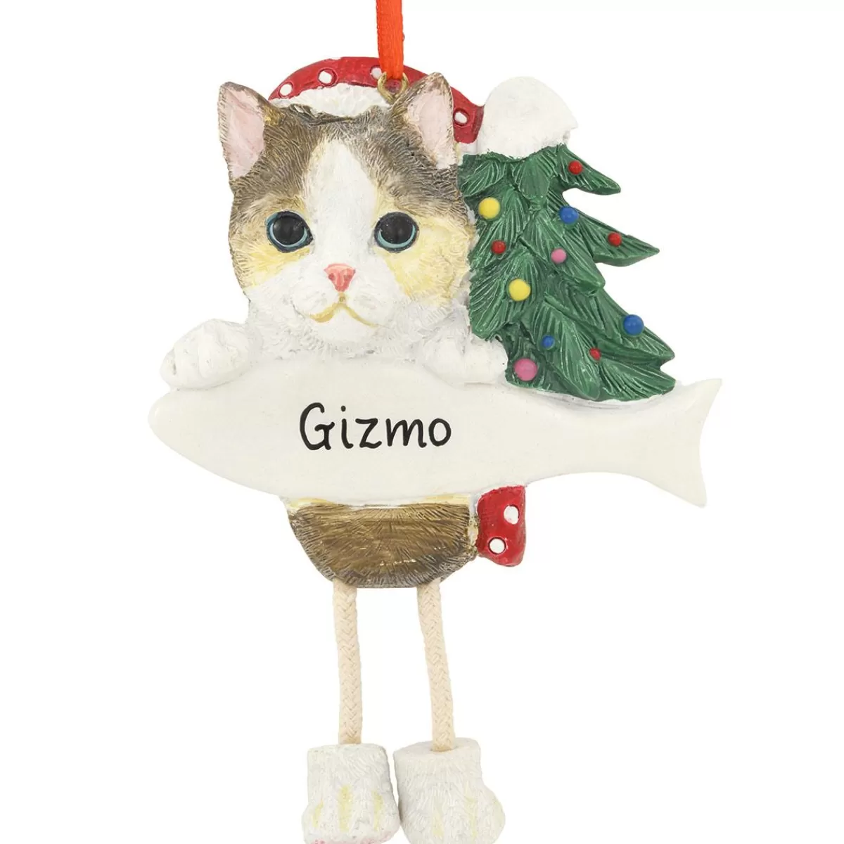 Bronner's Christmas Wonderland Personalized Calico Cat Ornament With Dangling Legs | Ornaments