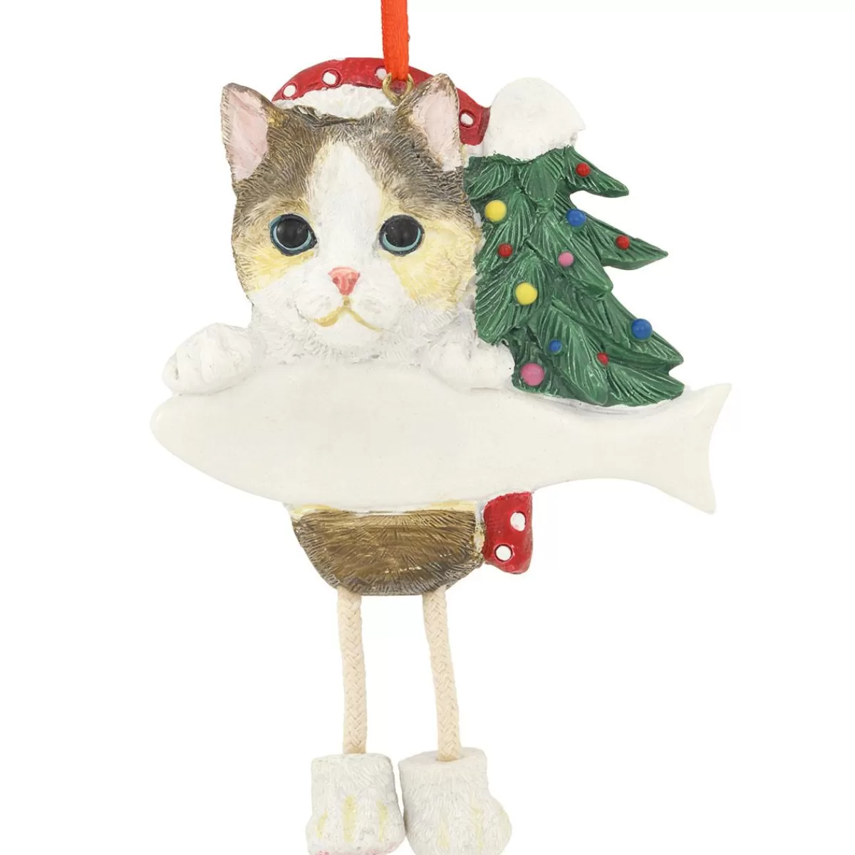 Bronner's Christmas Wonderland Personalized Calico Cat Ornament With Dangling Legs | Ornaments