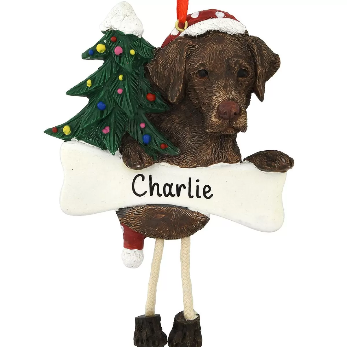 Bronner's Christmas Wonderland Personalized Chocolate Lab Ornament With Dangling Legs | Ornaments