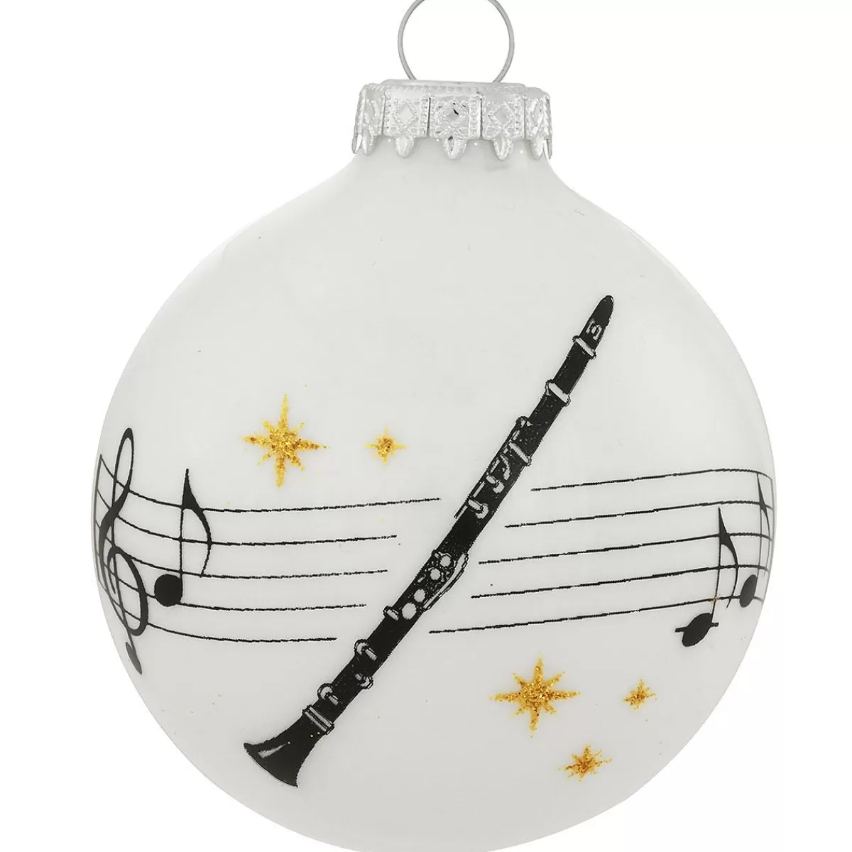 Bronner's Christmas Wonderland Personalized Clarinet With Music Staff Glass Ornament> Music, Dance, & Theater