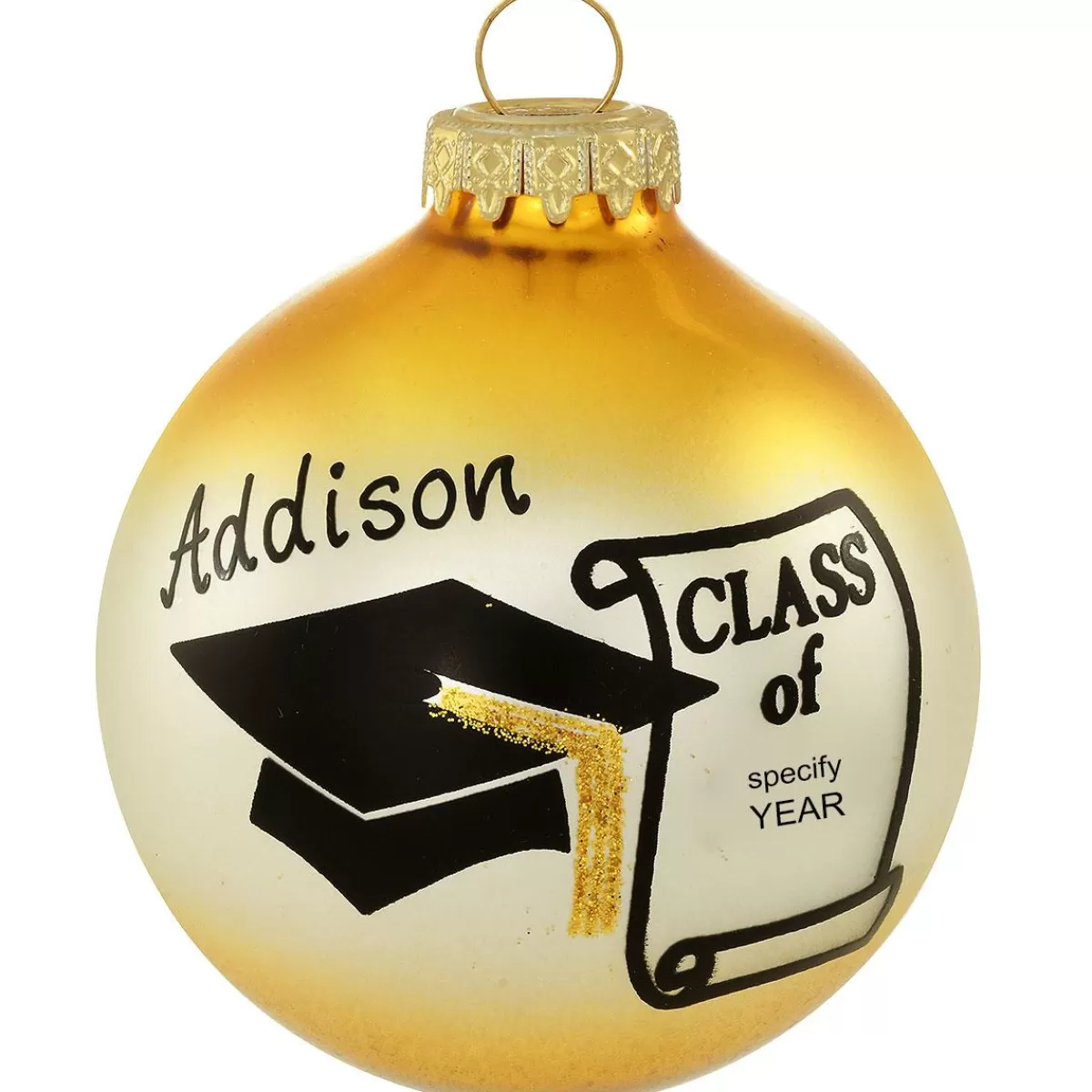 Bronner's Christmas Wonderland Personalized Class Of Cap And Diploma Glass Ornament | School, Teachers, & Graduation