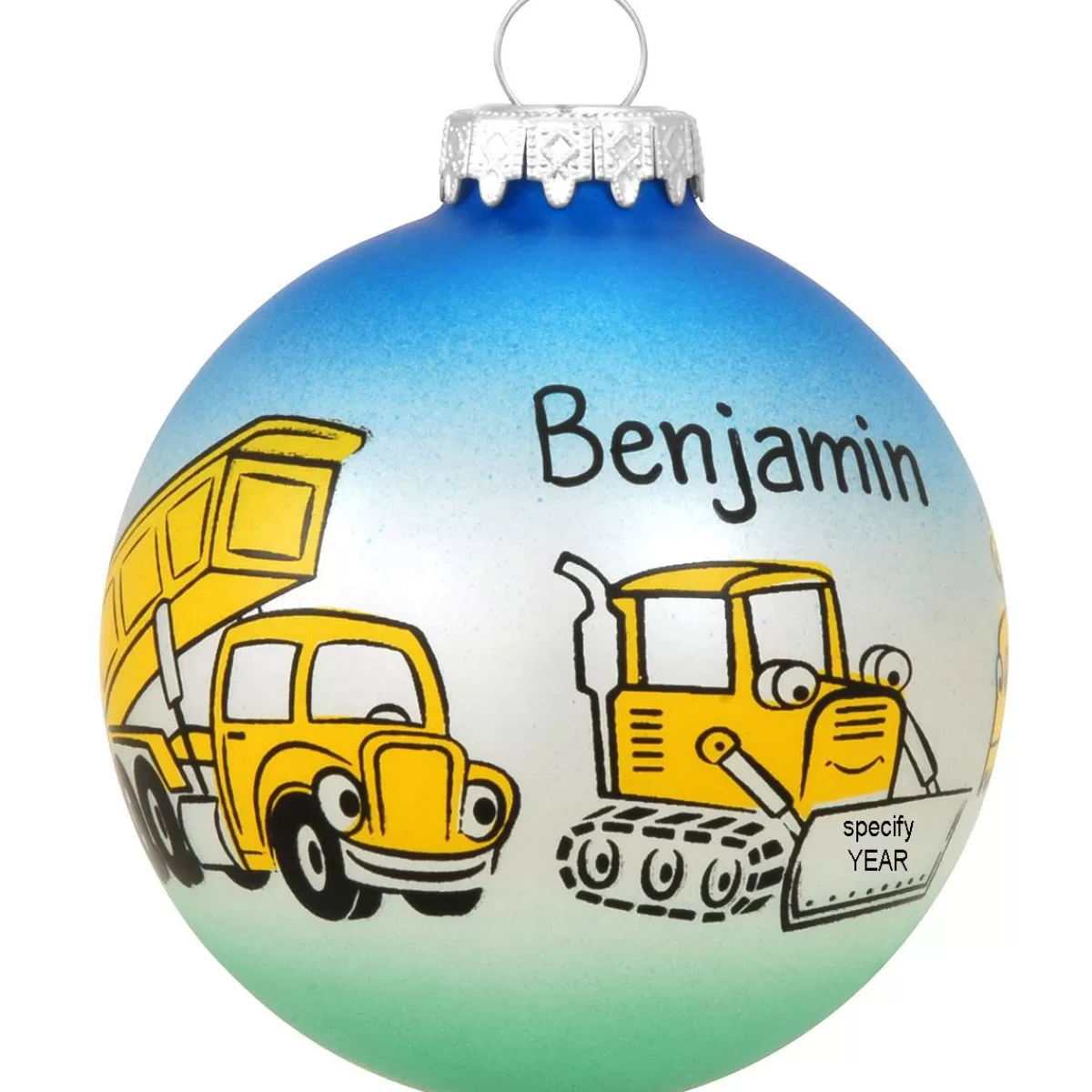 Bronner's Christmas Wonderland Personalized Construction Equipment Glass Ornament> Hobbies & Occupations