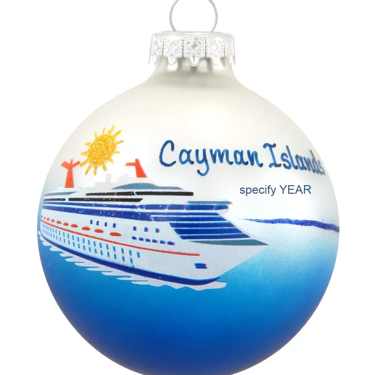 Bronner's Christmas Wonderland Personalized Cruise Ship Two-Tone Glass Ornament | Ornaments