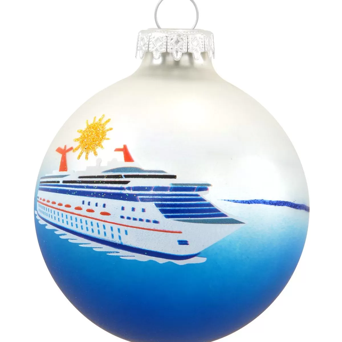 Bronner's Christmas Wonderland Personalized Cruise Ship Two-Tone Glass Ornament | Ornaments