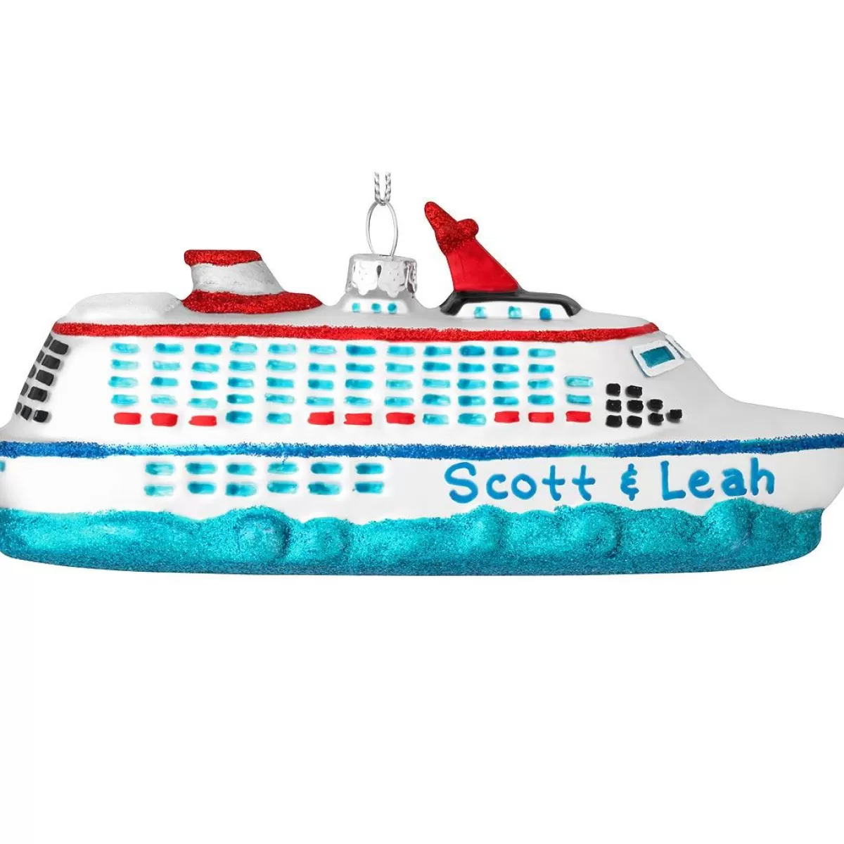 Bronner's Christmas Wonderland Personalized Cruise Ship With Glitter Glass Ornament | Ornaments