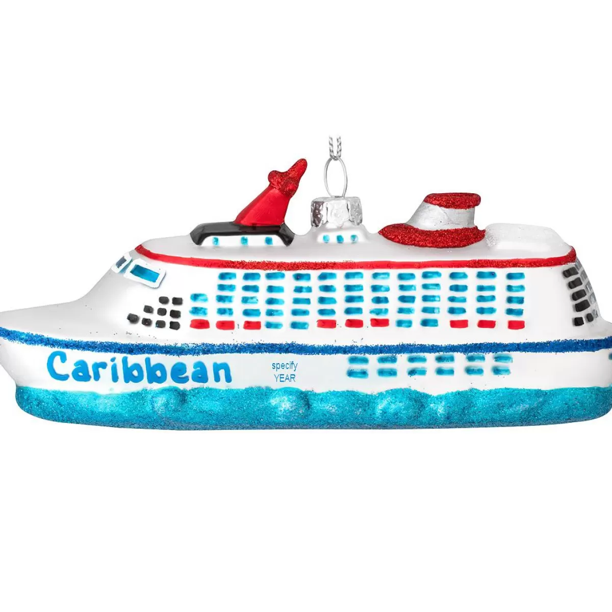 Bronner's Christmas Wonderland Personalized Cruise Ship With Glitter Glass Ornament | Ornaments