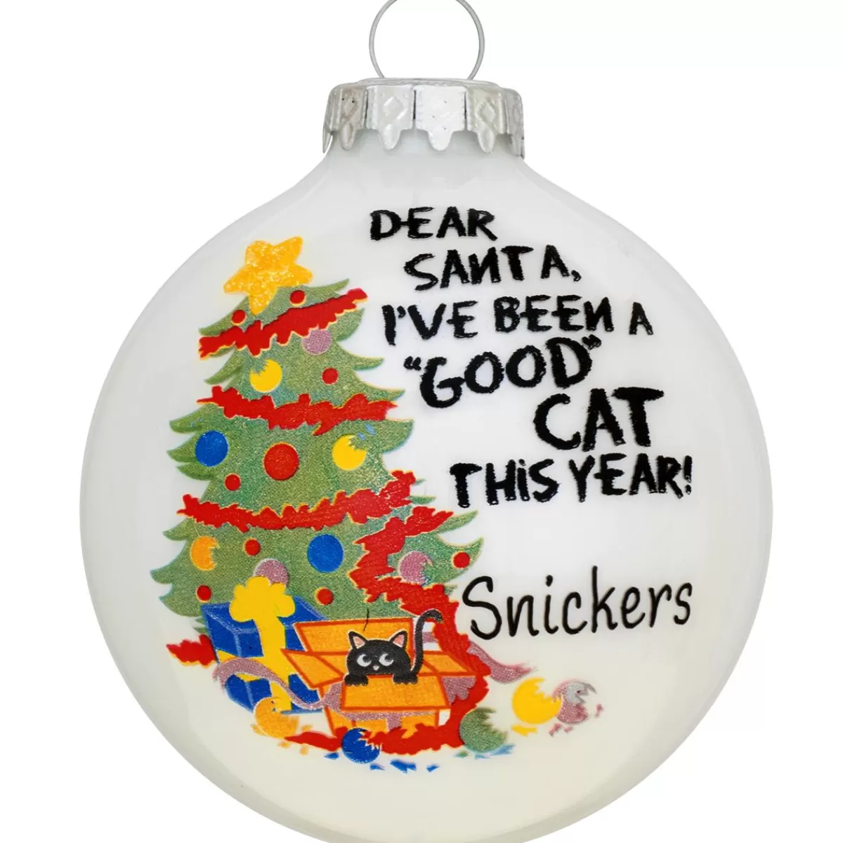 Bronner's Christmas Wonderland Personalized Dear Santa From Cat Glass Ornament | Ornaments