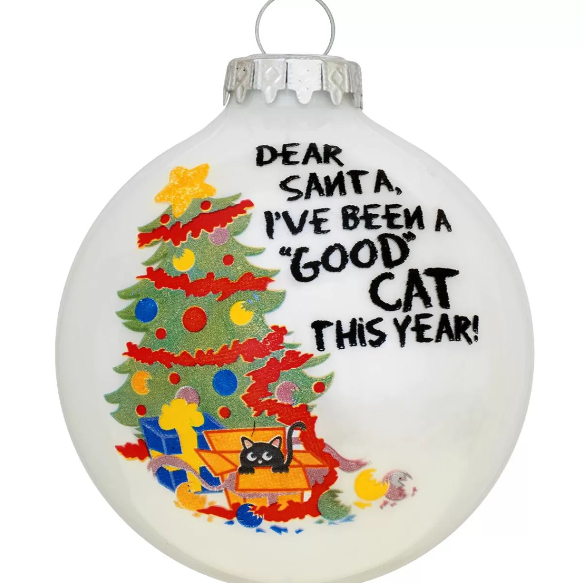 Bronner's Christmas Wonderland Personalized Dear Santa From Cat Glass Ornament | Ornaments