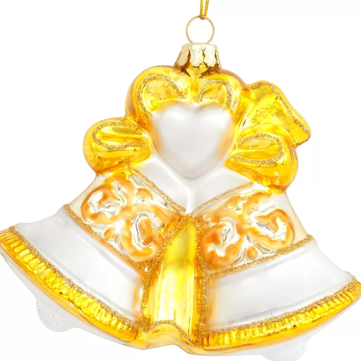 Bronner's Christmas Wonderland Personalized Double Bells Glass Ornament> Love, Wedding, & Anniversary