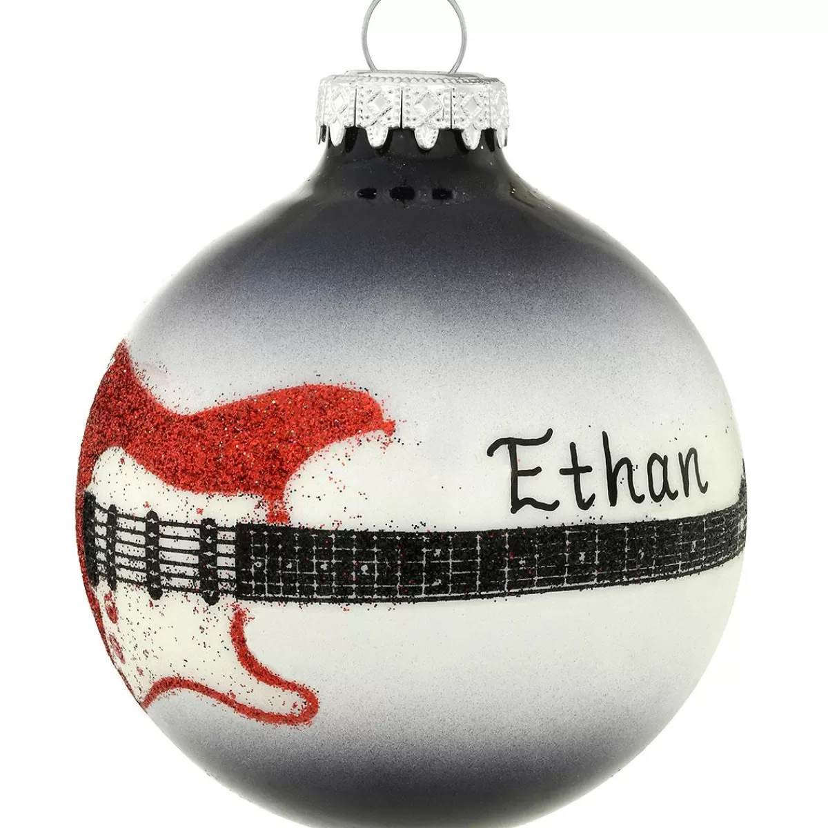 Bronner's Christmas Wonderland Personalized Electric Guitar Glass Ornament> Music, Dance, & Theater