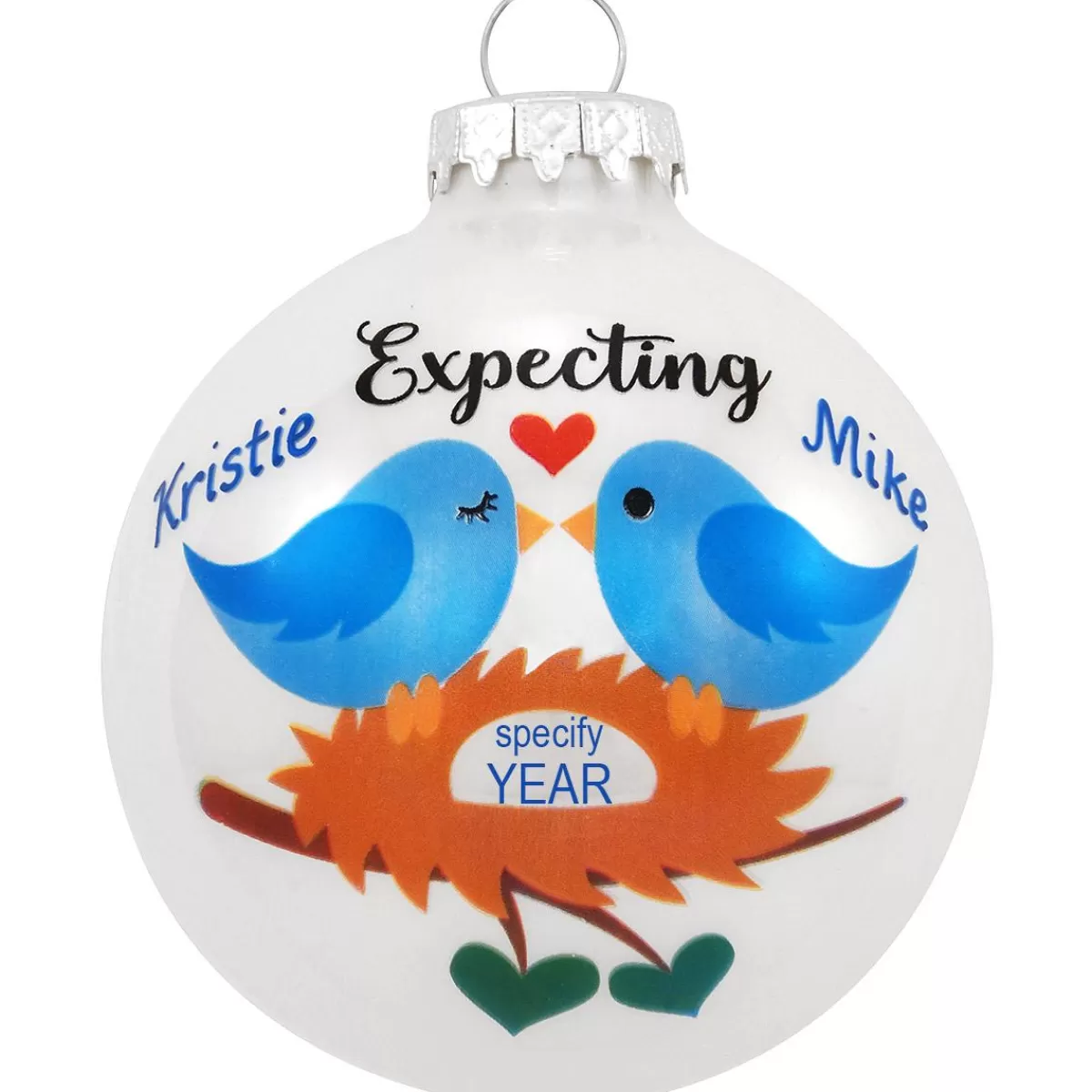 Bronner's Christmas Wonderland Personalized Expecting With Heart And Branch Glass Ornament | Ornaments